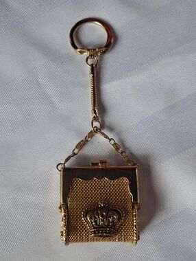 Vintage Gold Crown Mini Purse Keychain - Women Accessories